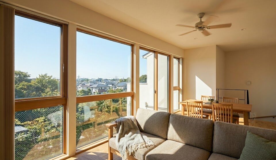 ２階リビング戸建て計画、採光眺望プライバシー確保